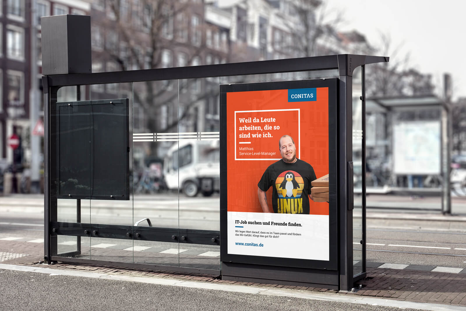 Plakat einer Conitas Kampagne Recruiting IT-Jobs