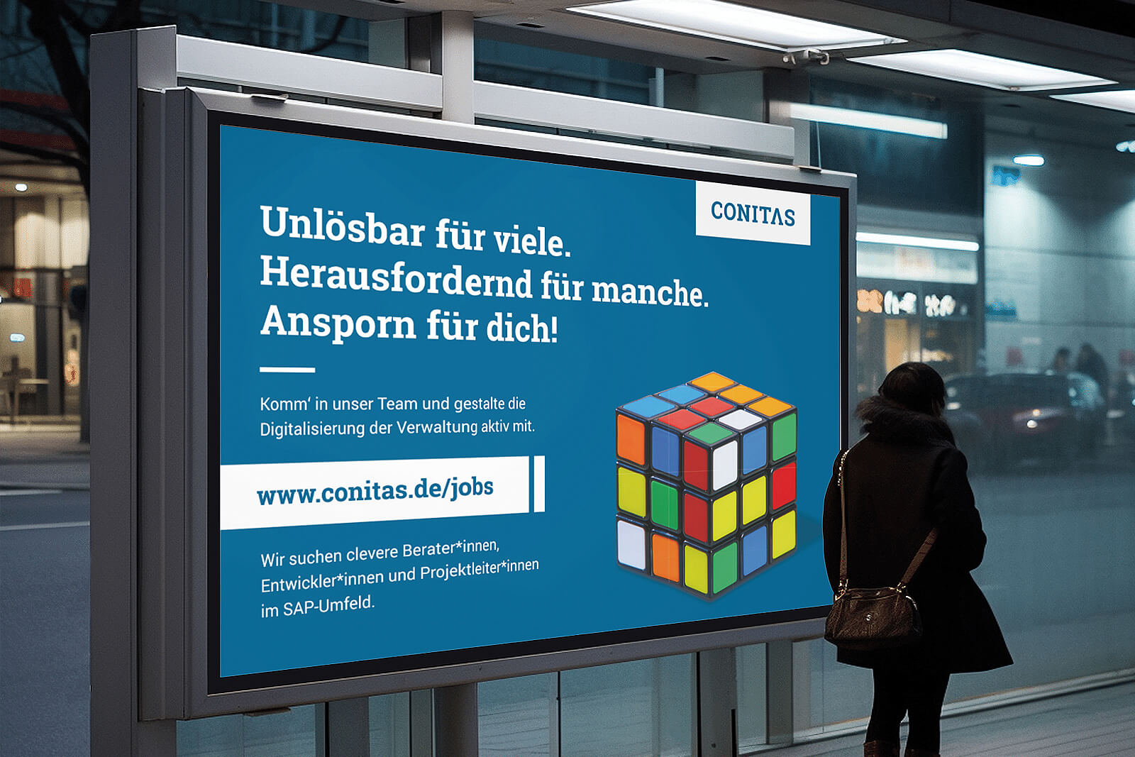 Plakat einer Conitas Kampagne Recruiting IT-Jobs