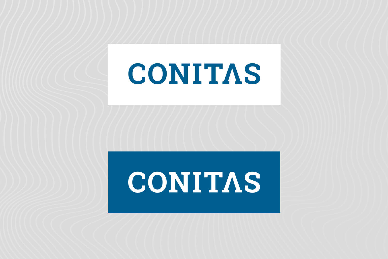 Logo von Conitas positiv und negativ auf blau