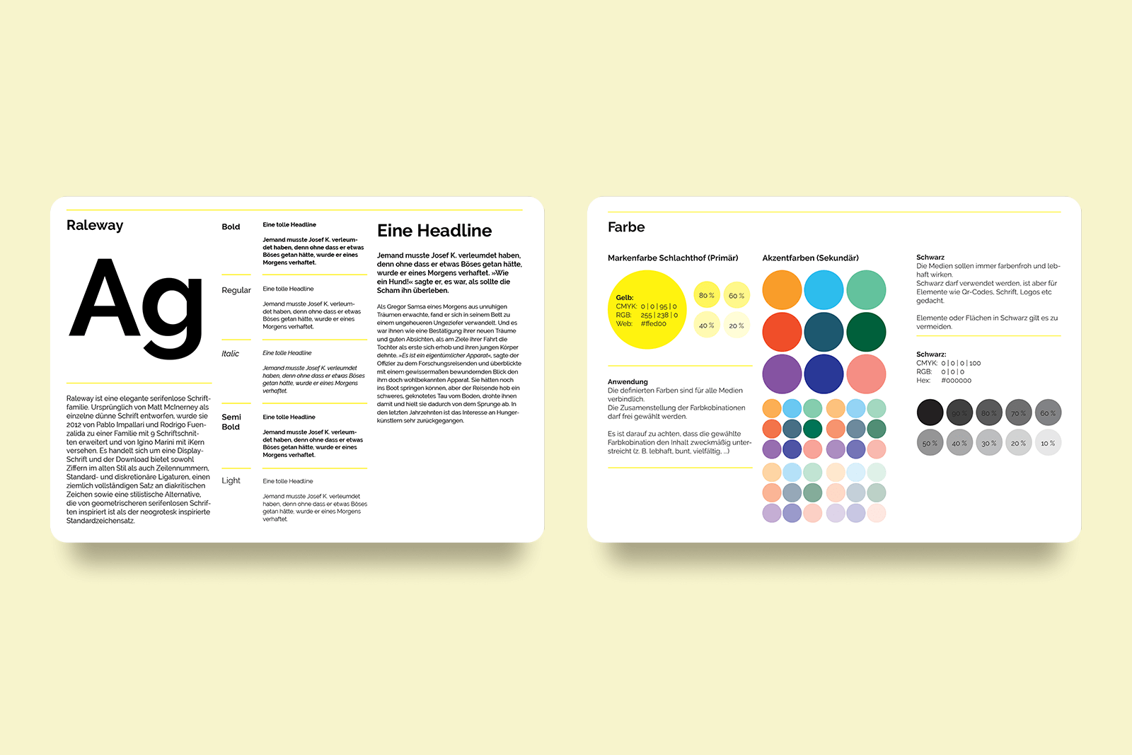Alter Schlachthof Pforzheim - Styleguide Schrift und Farben